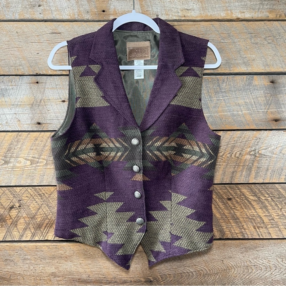 VTG Roughrider by Circle T Womens Sz Med Western Vest Southwest Aztec Purple - Picture 3 of 9